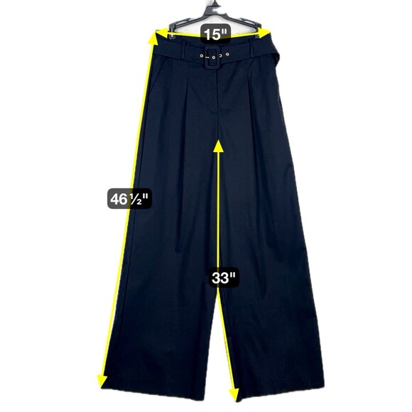 Worthington Black Trousers Slacks Womens SZ 10 Wide Leg Pleated High Rise Belted - Picture 3 of 7